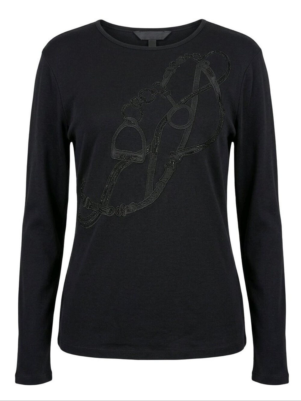 Lauren Ralph Lauren NWT Equestrain Tonal Beaded Design Black Sz Large